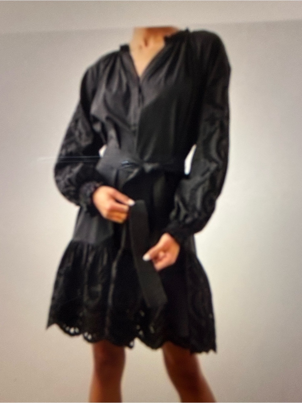 Rails Black Eyelet Dress with Waist Tie Medium - Never worn